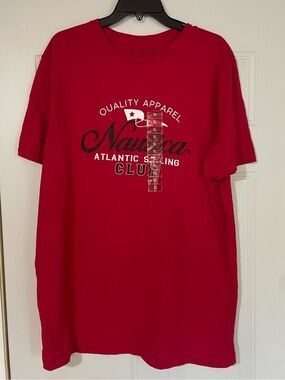 Nautica Atlantic Sailing Club Men’s XL Graphic T-Shirt Nautical Red New